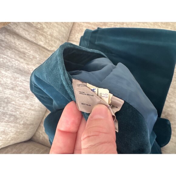 Vintage Tan Jay Womens 2-Piece Teal Velvet Blazer Skirt Set Cotton Blend Size 16 - Picture 13 of 13